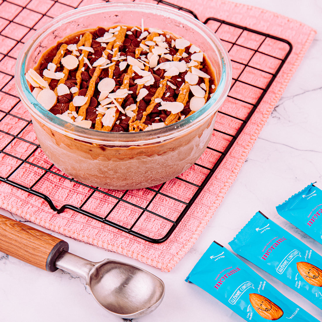 Nieve de plátano con crema de cacahuate