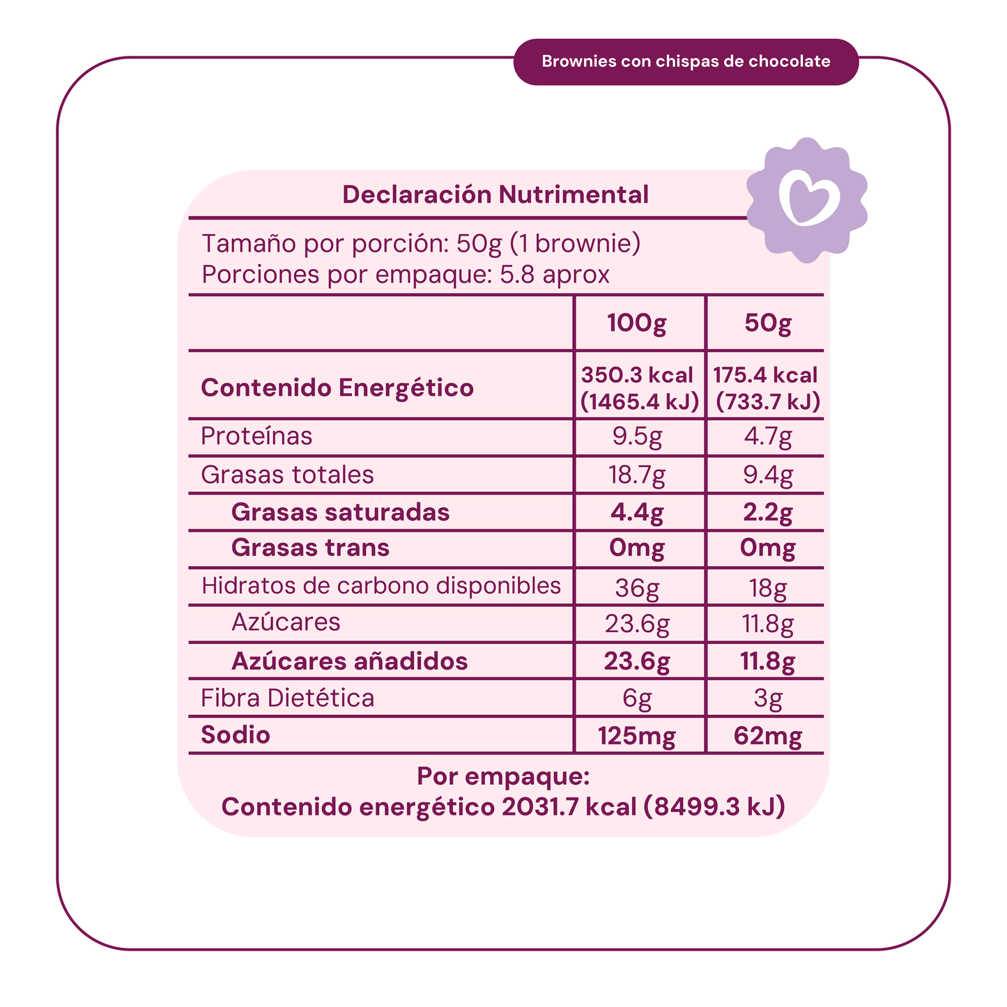 6 Piezas Harina para Brownies con Chispas de Chocolate