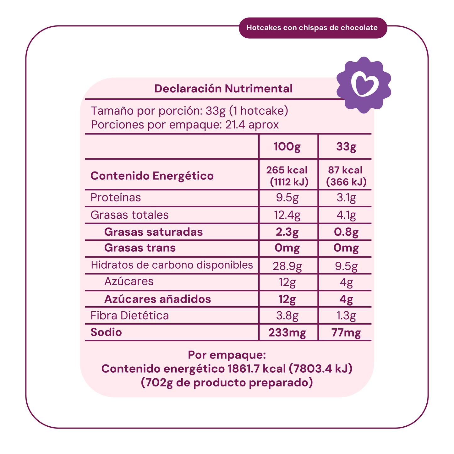 Harina para Hotcakes con Chispas de Chocolate