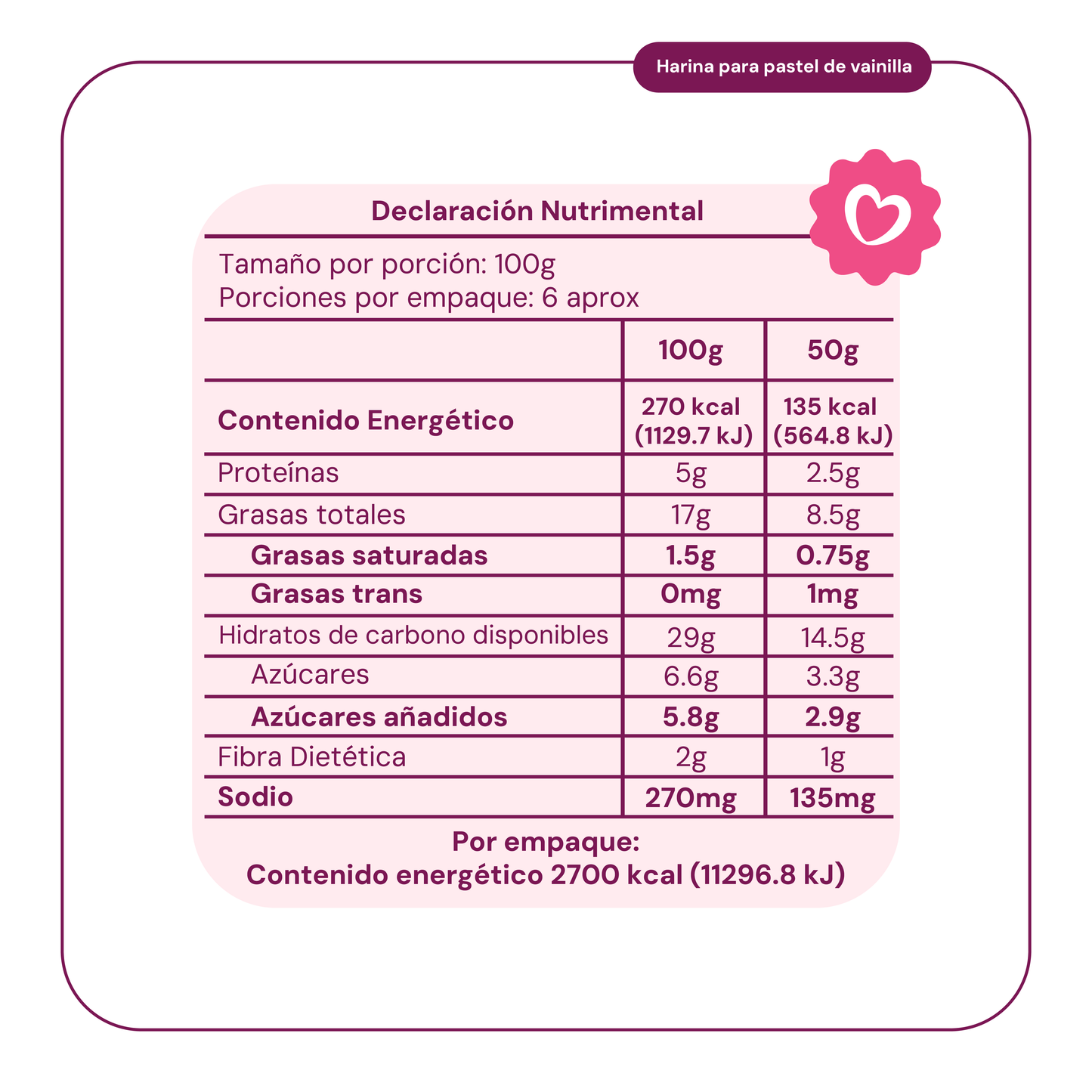 Harina para Pastel Vainilla