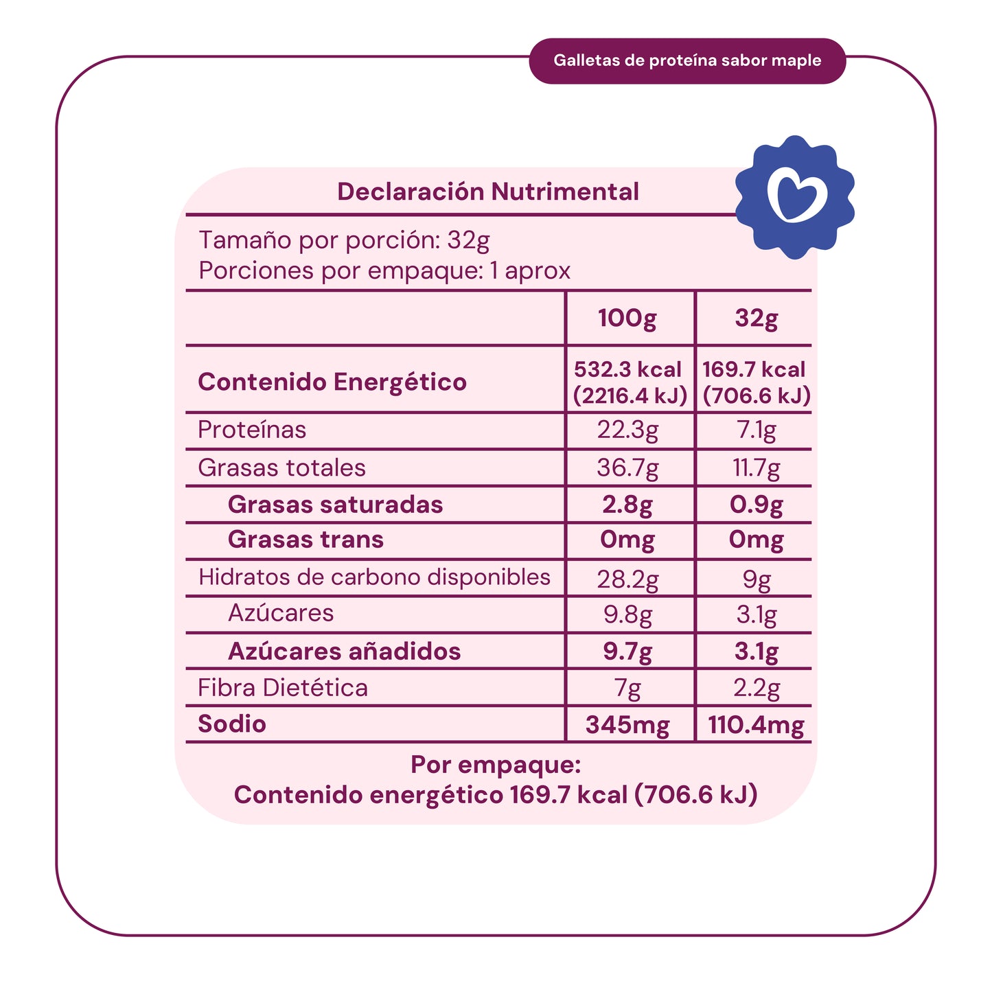 Galletas con proteína sabor maple 32g