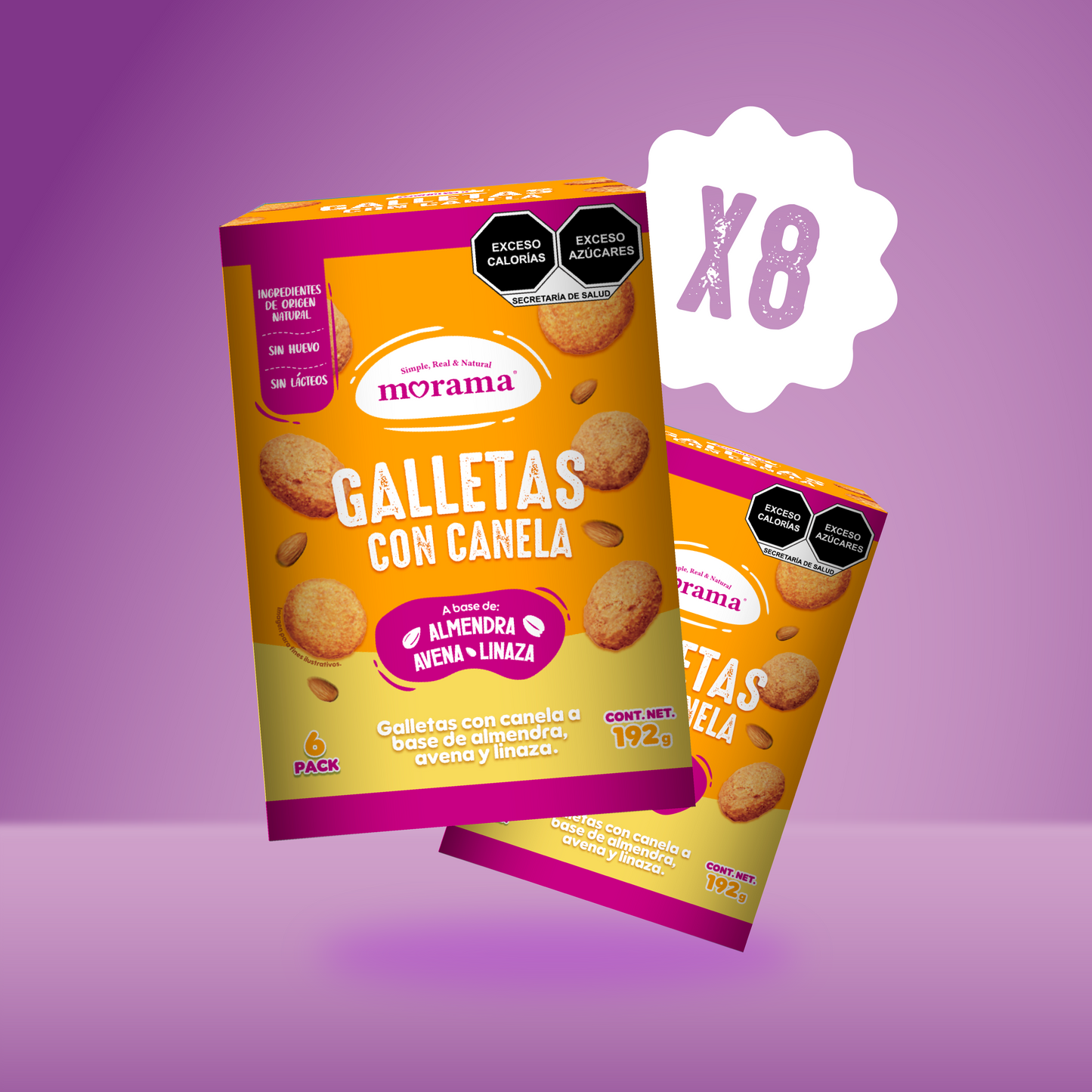 8 Piezas de 6 Pack Galletas Sabor Canela