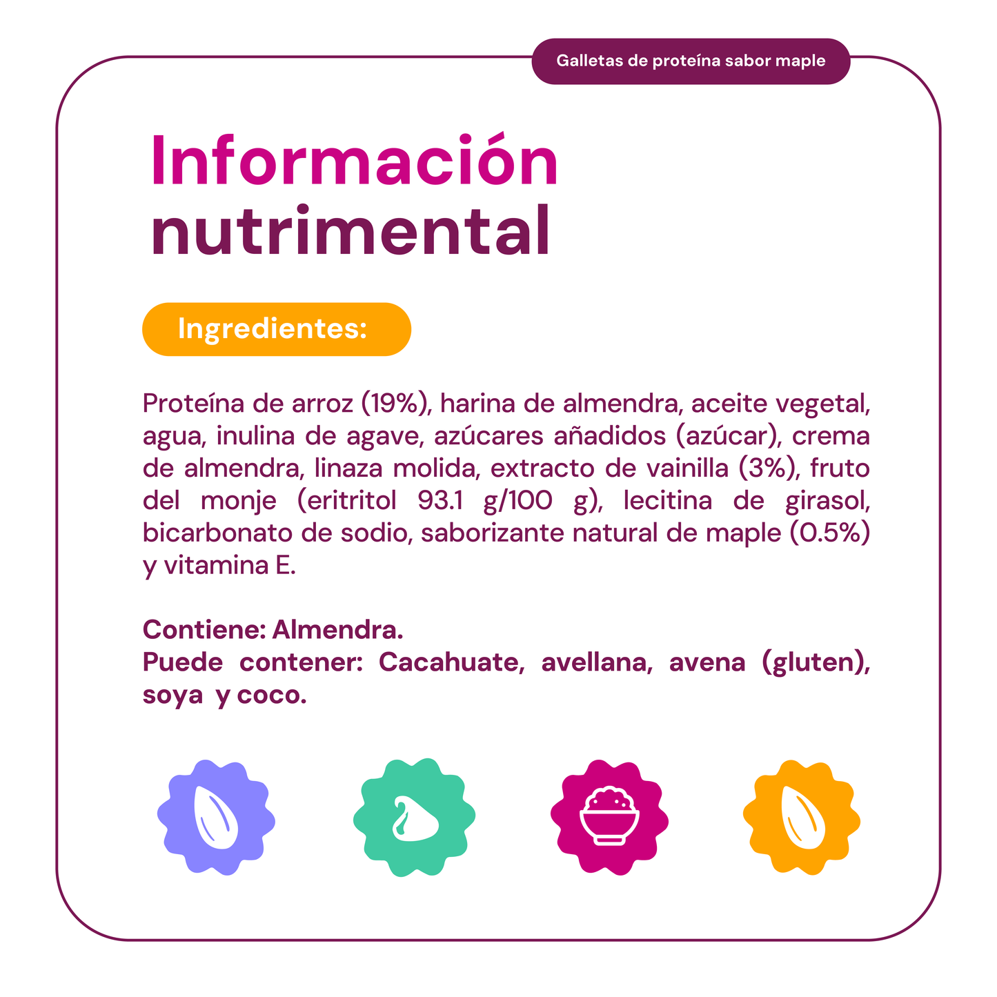 8 Piezas de 6 Pack Galletas con proteína sabor maple