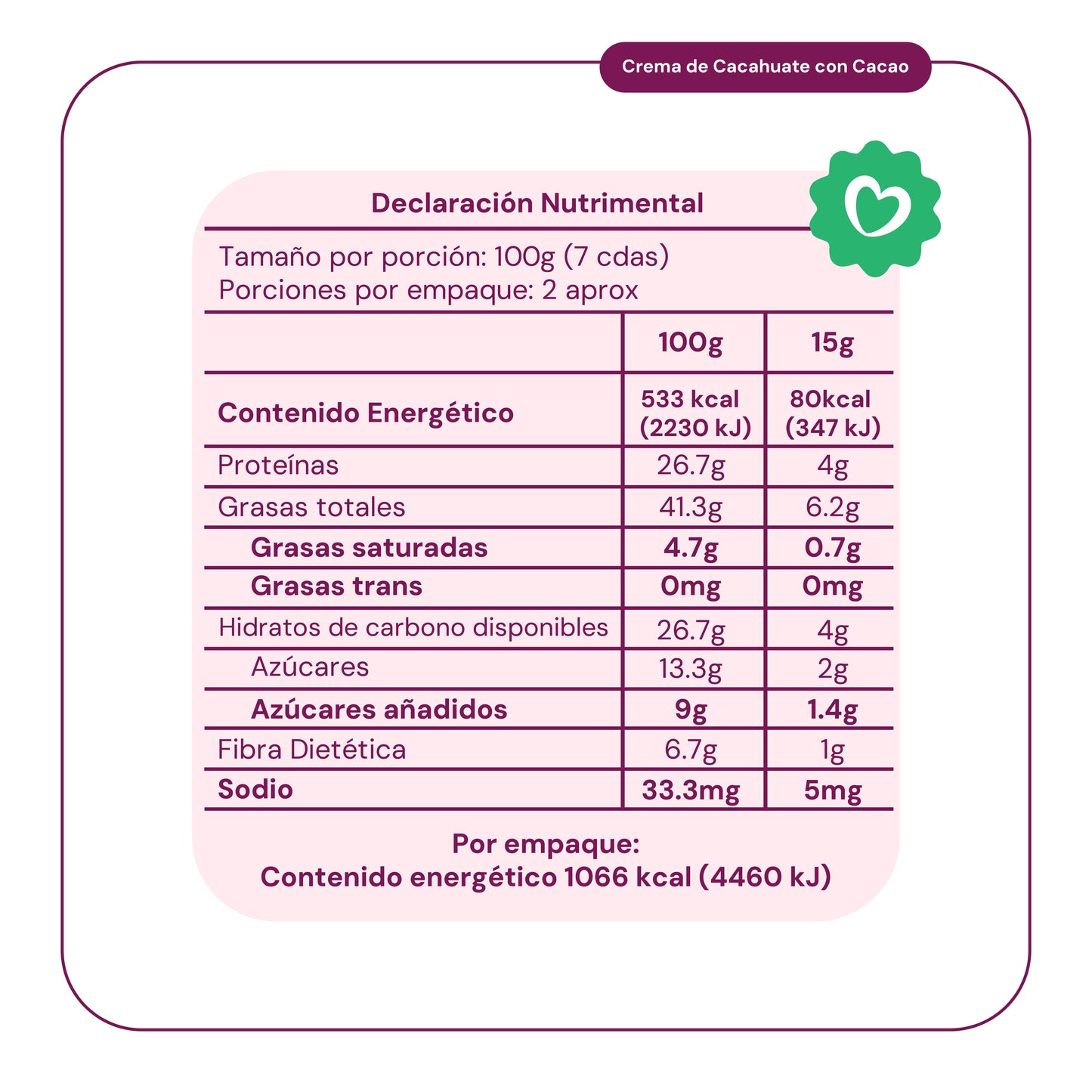 6 Piezas Crema de Cacahuate con Cacao