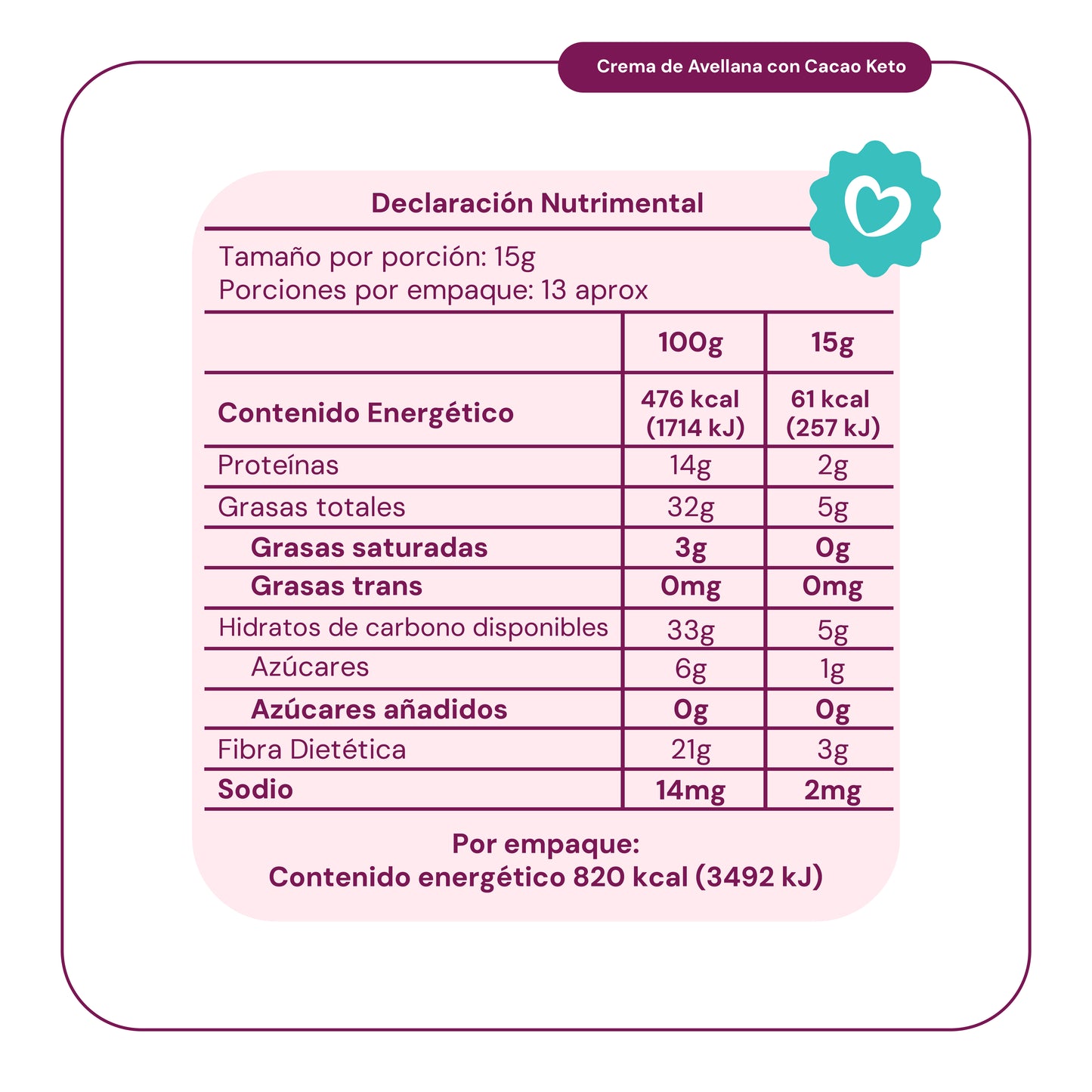 6 Piezas Crema Avellana con Cacao Keto