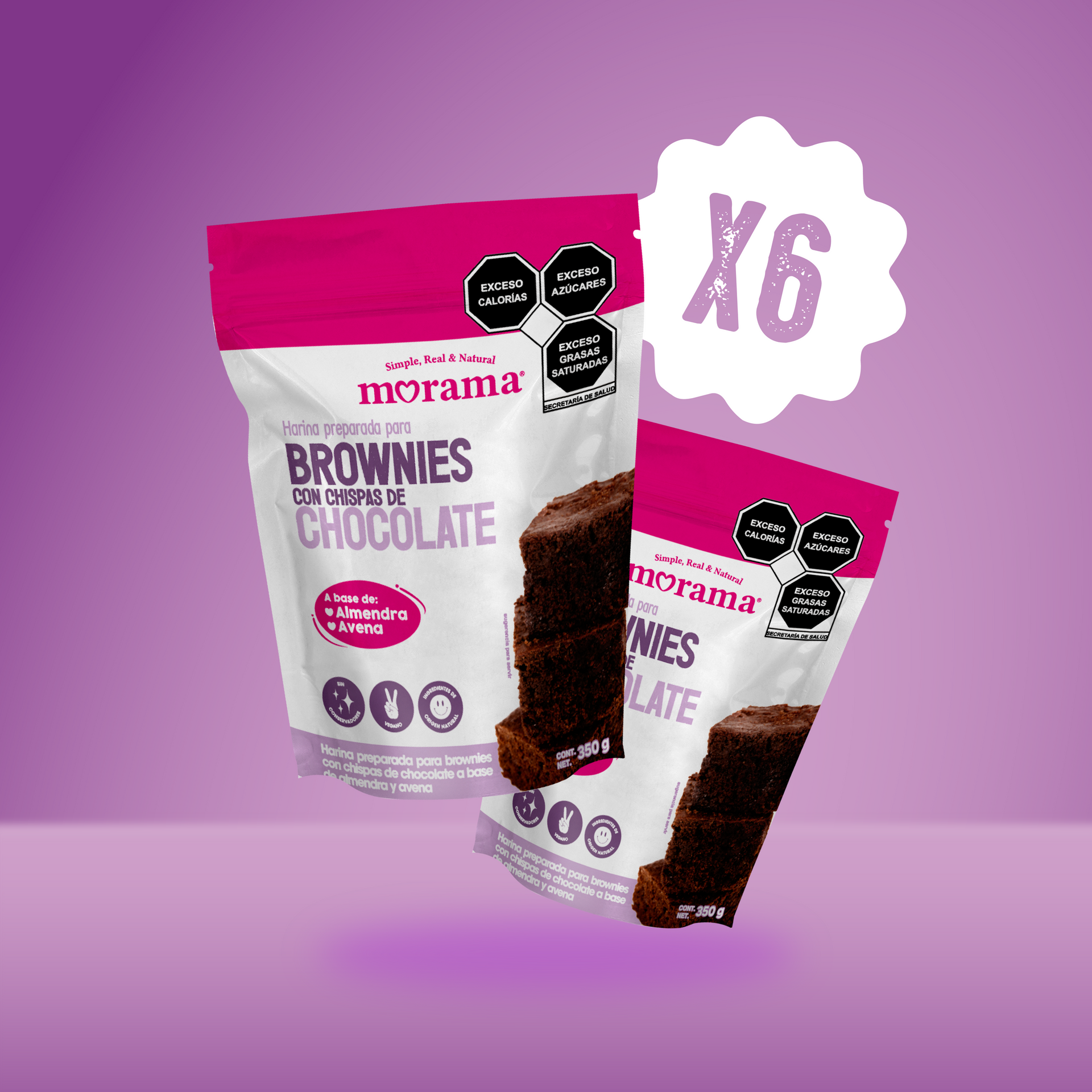 6 Piezas Harina para Brownies con Chispas de Chocolate